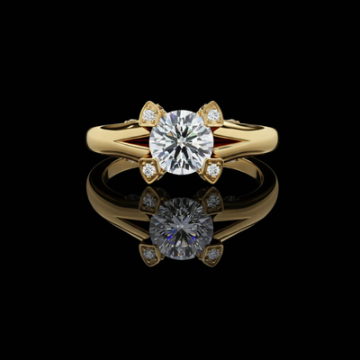 Solitaire Round Cut Moissanite Engagement Ring For Women