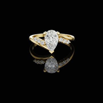 1.50 CT Elegant Pear Shaped Moissanite Diamond Bypass Ring with Graduated Side Accents