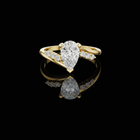 1.50 CT Elegant Pear Shaped Lab Grown Diamond Bypass Ring with Graduated Side Accents