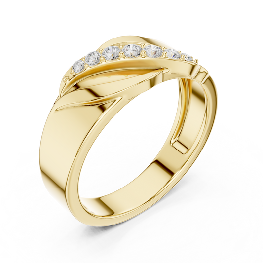 0.14 TCW Flow Artistic Ring with Curved Wave Design and Sparkling Moissanite Diamond Accents