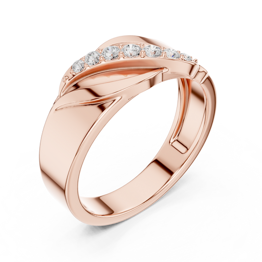 Round Cut Lab Grown Diamond Men's Modern Curved Accent Wedding Ring - view 3