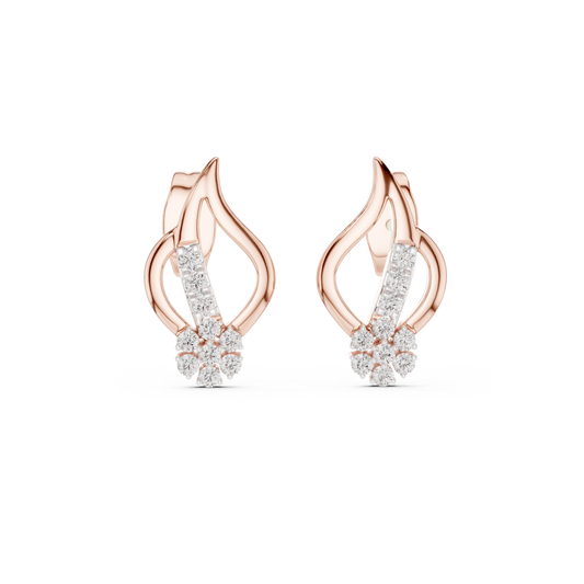 0.20 TCW Imperial Flame Curve Moissanite Diamond Cluster Earrings with Flowing Open Silhouette