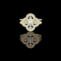 1.50 TCW Exquisite Four Petal Floral Moissanite Diamond Cluster Ring with Double Sleek Band Design