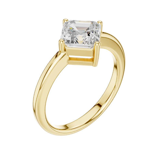 Brilliant Asscher Cut Lab Diamond Ring With Classic Setting - view 4