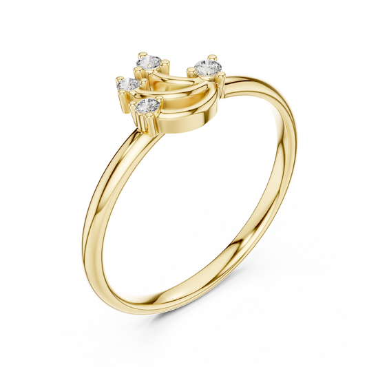 Round Cut Moissanite Curved Cluster Ring for Women - view 4