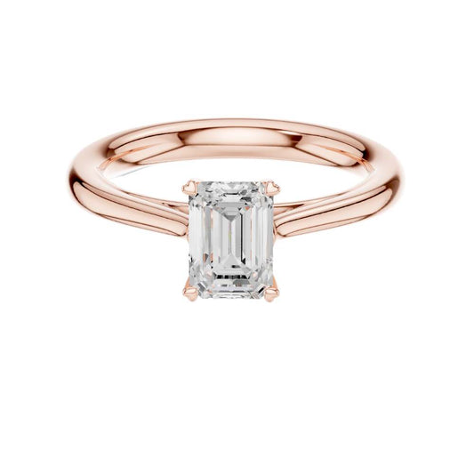 Brilliant Emerald Cut Lab Diamond Classic Solitaire Ring - view 2