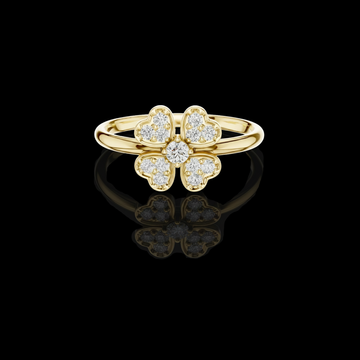 0.50 TCW Four Heart Lab Grown Diamond Clover Motif Central Brilliant Stone Delicate Ring