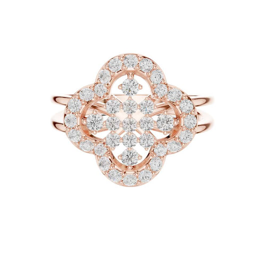 Floral Round Moissanite Cluster Halo Anniversary Ring - view 2