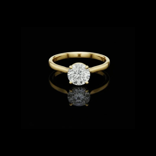 1.17 CT Crown-Set Round Cut Lab Diamond Solitaire Ring with Petite Pave Halo Underscoring