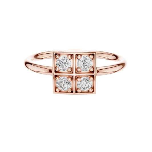 0.26 TCW Modern Four Round Lab Grown Diamond Ring Featuring Square Cluster