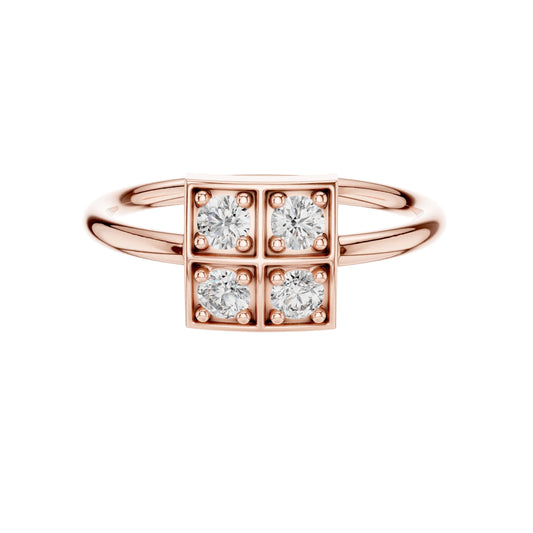 Square Quad Bezel Set Moissanite Cluster Ring - view 2