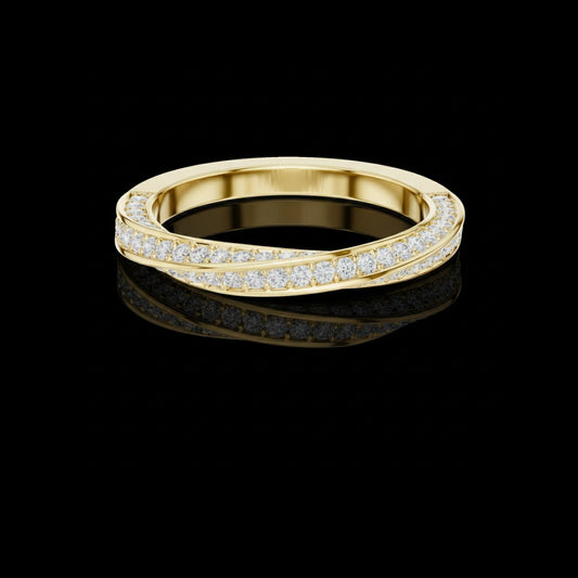 0.72 TWC Elegant Criss Cross Lab Grown Diamond Band in Gold Double Row Ring for Women