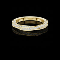 1.00 TWC Elegant Criss Cross Lab Grown Diamond Band in Gold Double Row Ring for Women