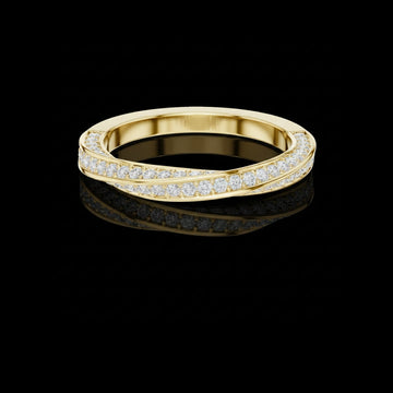 1.00 TWC Elegant Criss Cross Lab Grown Diamond Band in Gold Double Row Ring for Women