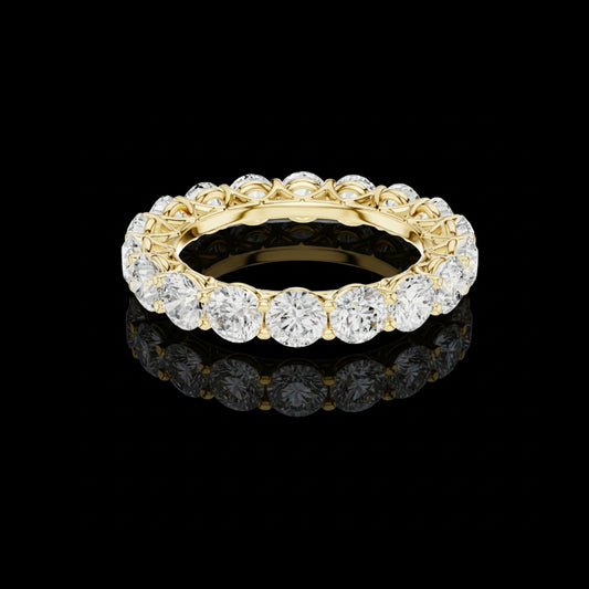 3.78 TCW Elegant Gold Round Cut Lab Diamond Eternity Band For Perfect Match