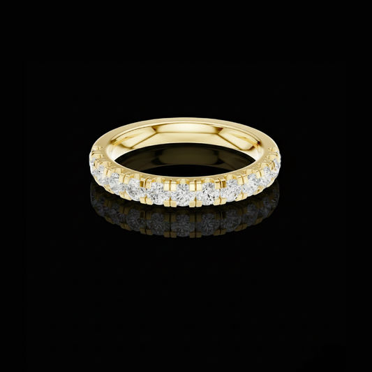 0.78 TCW Classic Round Brilliant Moissanite Diamond Eternity Band Luxe Modern Stacking Ring For Her