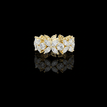 5.40 TCW Stylish Floral Lab Grown Diamond Eternity Band with marquise and round diamonds
