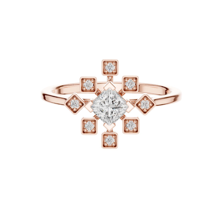 Princess Cut Moissanite Starburst Bezel Engagement Ring - view 2