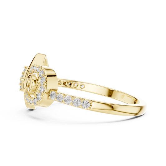 Round Cut Moissanite Ring With Swirl Pave Band - view 4