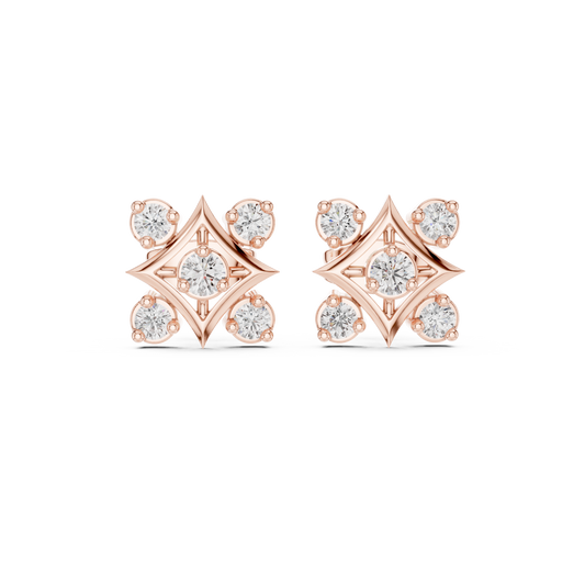 0.33 TCW Starframe Geometric Cluster Stud Moissanite Diamond Earrings with Gold Finish For Gift