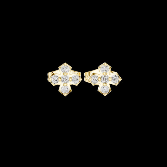 0.18 TCW Refined Geometric Cross Moissanite Diamond Stud Earrings with Five Stone Cluster For Her