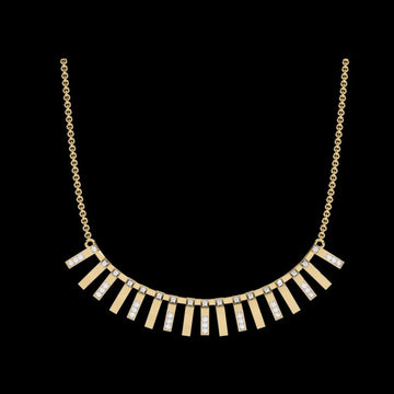 0.29 TCW Luminous Elegance Contemporary Moissanite Diamond Necklace with Vertical Round Diamond Bar Design