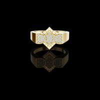 0.26 TCW Geometric Round Moissanite Diamond Cluster Triple Shape Pave Statement Ring Luxury Fine Jewelry