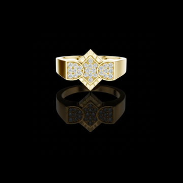 0.26 TCW Geometric Round Moissanite Diamond Cluster Triple Shape Pave Statement Ring Luxury Fine Jewelry