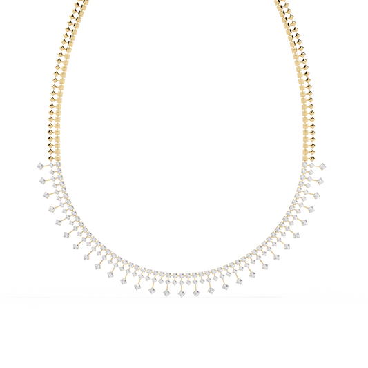 Fringe Tennis Necklace with Princess Shape Drops - view 2