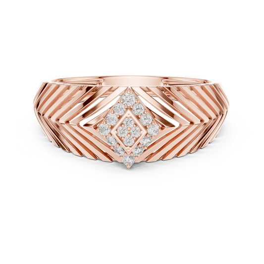 0.13 TCW Luxurious Round Moissanite Diamond Chevron Architectural Design with Square Cluster Fine Jewelry