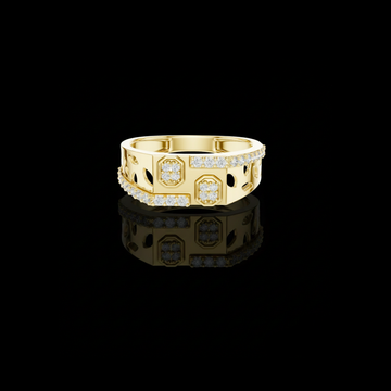 0.35 TCW Classic Round Lab Grown Geometric Diamond Modern Openwork Statement Ring