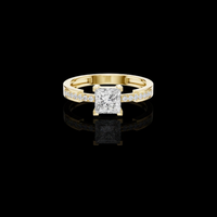 1.50 CT Opulent Princess Cut Lab Grown Diamond Ring with Channel Set Side Accents