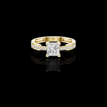 1.50 CT Opulent Princess Cut Moissanite Diamond Ring with Channel Set Side Accents