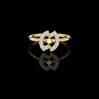 0.20 TCW Circular Moissanite Diamond Ring with Radiant Halo and Geometric Floral Center
