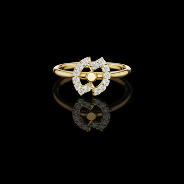 0.20 TCW Circular Moissanite Diamond Ring with Radiant Halo and Geometric Floral Center