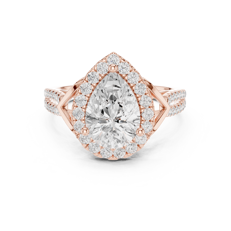 Pear Cut Lab Diamond Split Shank Engagement Ring - view 2