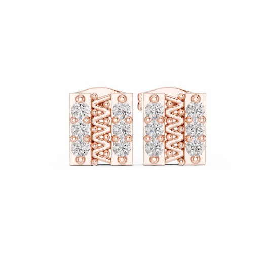 0.30 TCW Sculpted Openwork Core Channel Style Grid Setting Moissanite Diamond Earrings