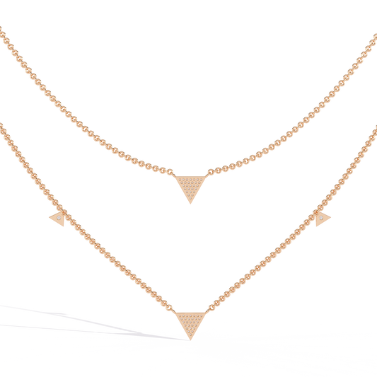 Two Layered Triangle Pave Necklace - view 4