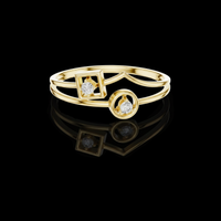 0.20 TCW Modern Geometric Dual-Stone Ring Featuring Round Brilliant Moissanite Diamonds