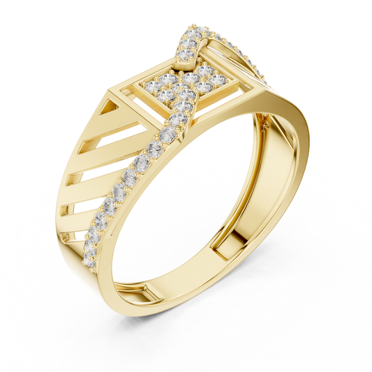 Round Cut Lab Grown Diamond Men's Asymmetric Diagonal Pave Band - view 4