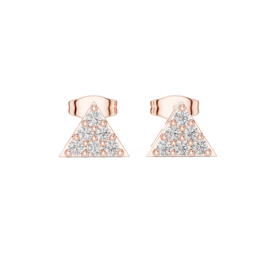 0.42 TCW Geometric Triangle Round Cut Moissanite Diamond Stud Earrings with Pave Set For Gift