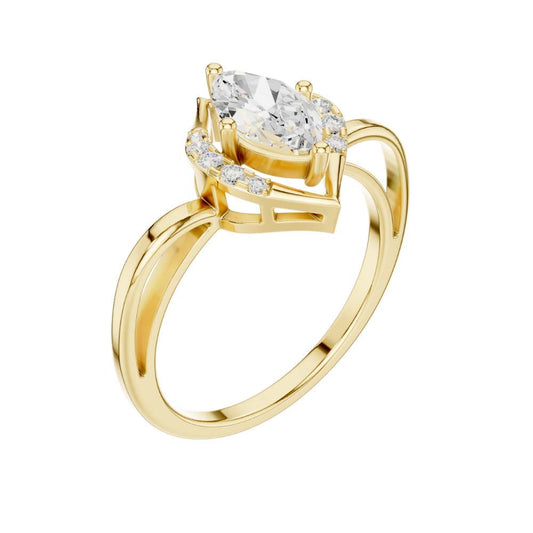 Marquise Cut Lab Diamond Geometric Halo Engagement Ring - view 4