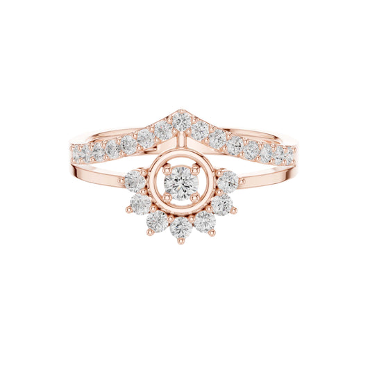 0.37 TCW Trendsetter Round Lab Grown Diamond Sunburst Cluster Ring with Split Shank Pave Band