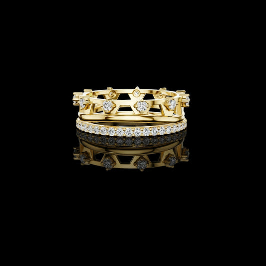 0.58 TCW Stylish Geometric Round Moissanite Diamond Band with Floating Brilliance