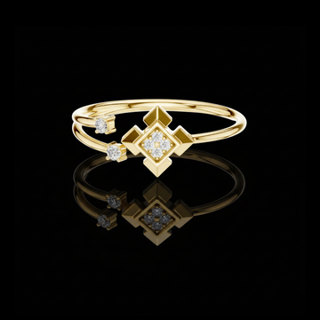 0.25 TCW Geometric Lab Grown Diamond Cluster Double Band Statement Ring with Asymmetrical Accents