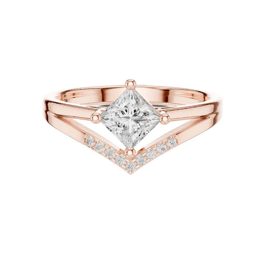 Princess Cut Moissanite Chevron Engagement Ring - view 2