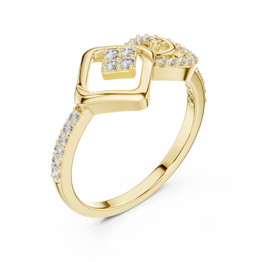 Round Cut Moissanite Ring With Swirl Pave Band - view 2