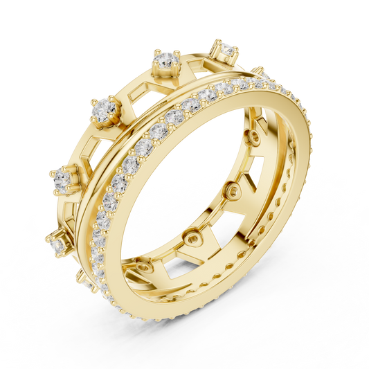 Round Cut Geometric Lab Diamond Eternity Band - view 3