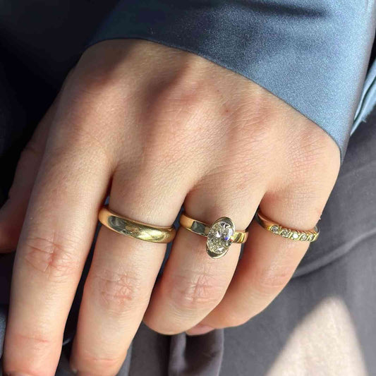 Oval Cut Lab Diamond Bezel Solitaire Ring - view 2