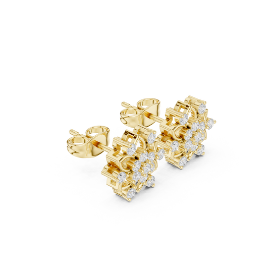 0.39 TCW Sparkling Moissanite Round Cut flower stud earrings with floral cluster For Her